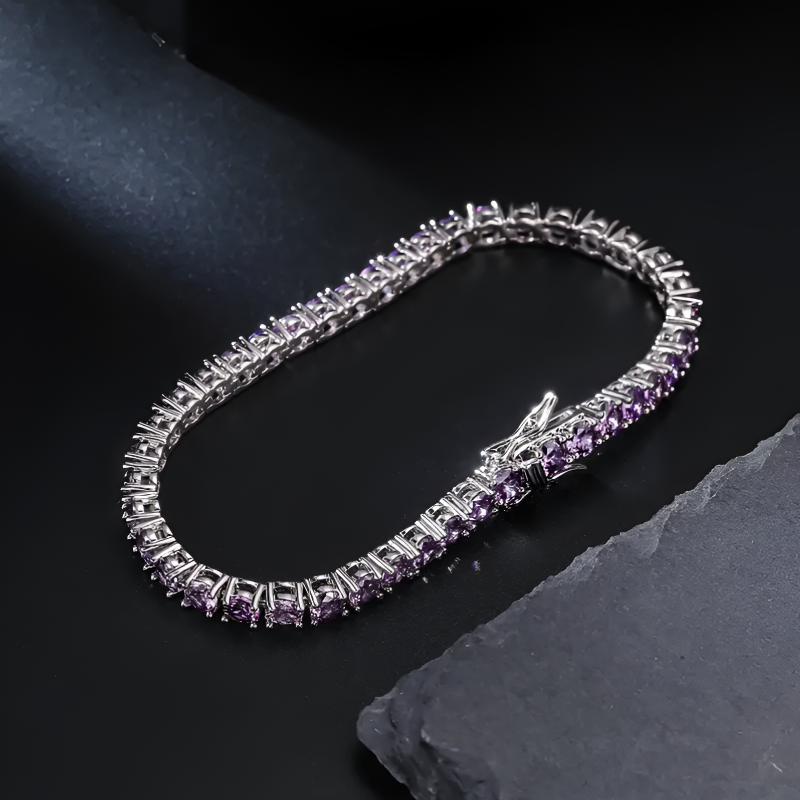 Amethyst Tennis Bracelet - 4mm Silver