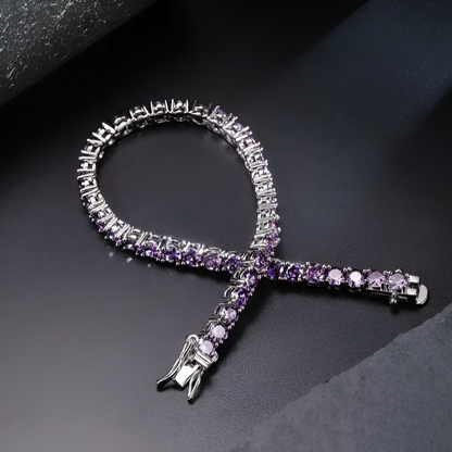 Amethyst Tennis Bracelet - 4mm Silver